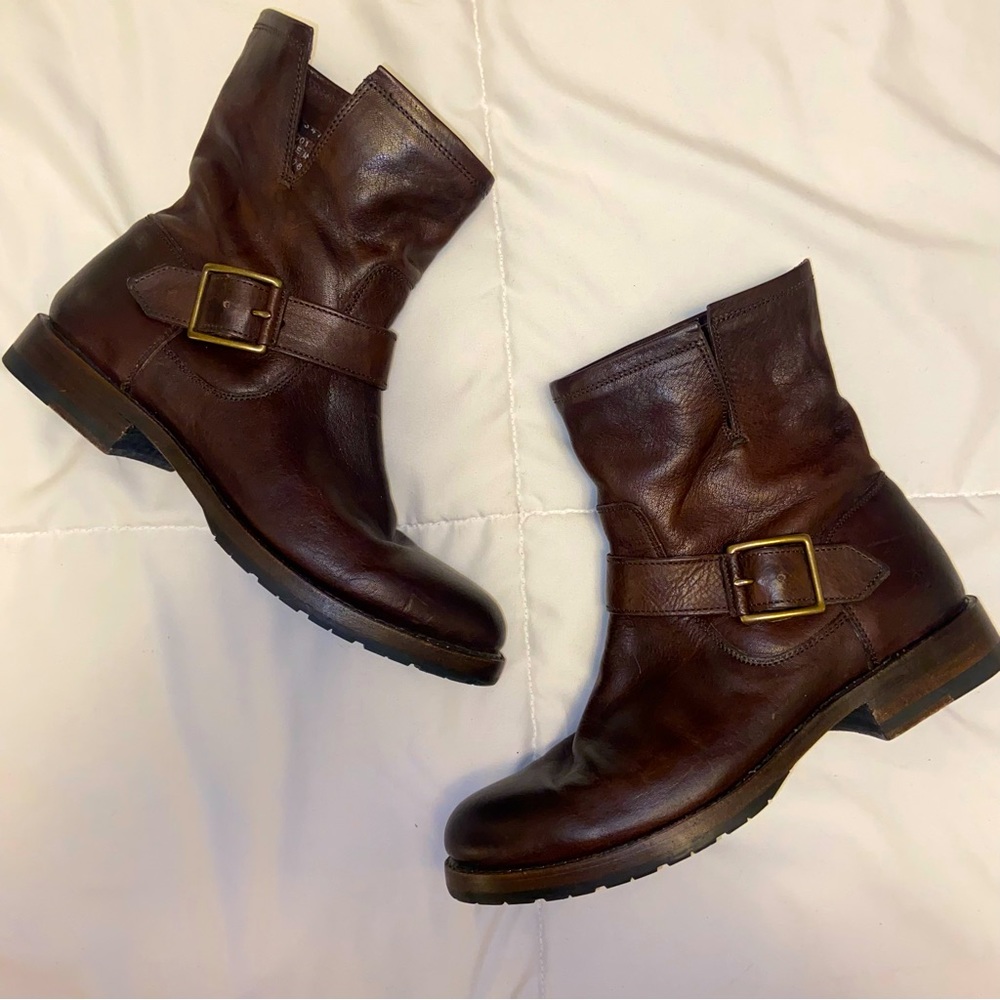 FRYE Natalie Engineer Short Moto Boot Size 6.5 B Brown